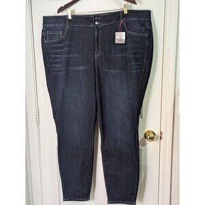 NWT Lane Bryant Tummy Control Skinny Jeans Womens 28 Dark Blue Denim Button Zip